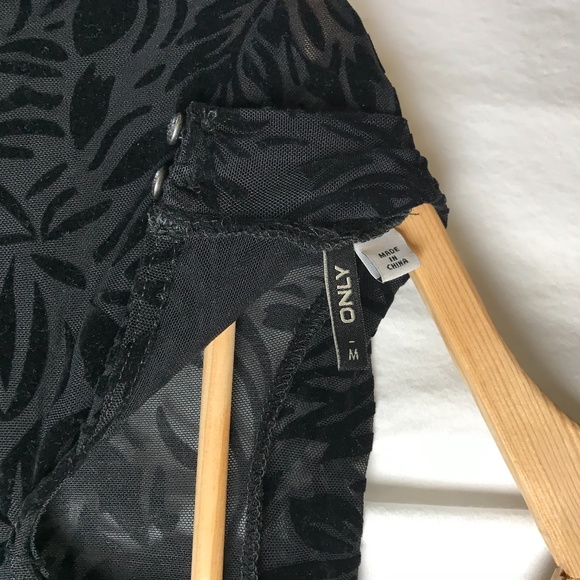 SOLD - Only - Sheer Velvet Burnout Bell-sleeve Top - Picture 6 of 6